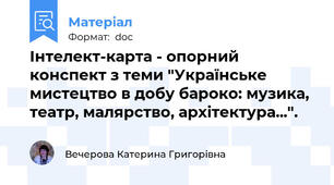 Інтелект-карта - опорний конспект з теми "Українське мистецтво в добу бароко: музика, театр, малярство, архітектура...".