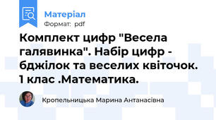 Комплект цифр "Весела галявинка". Набір цифр - бджілок та веселих квіточок. 1 клас .Математика.