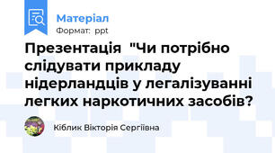Презентація  "Чи потрібно слідувати прикладу нідерландців у легалізуванні легких наркотичних засобів?