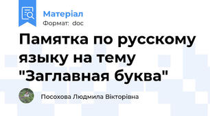 Памятка по русскому языку на тему "Заглавная буква"