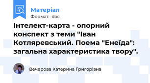 Інтелект-карта - опорний конспект з теми "Іван Котляревський. Поема "Енеїда": загальна характеристика твору".