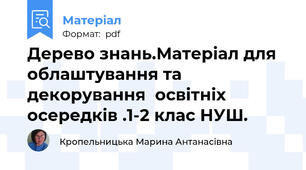 Дерево знань.Матеріал для облаштування та декорування  освітніх осередків .1-2 клас НУШ.