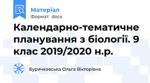 Календарно-тематичне планування з біології. 9 клас 2019/2020 н.р.