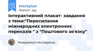 Інтерактивний плакат- завдання з теми:"Пересилання міжнародних електронних переказів " з "Поштового зв'язку"