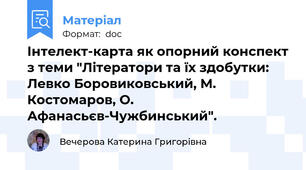 Інтелект-карта як опорний конспект з теми "Літератори та їх здобутки: Левко Боровиковський, М. Костомаров, О. Афанасьєв-Чужбинський".