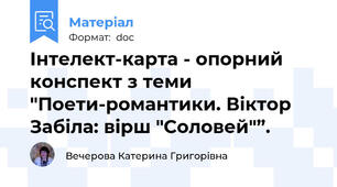Інтелект-карта - опорний конспект з теми "Поети-романтики. Віктор Забіла: вірш "Соловей"”.