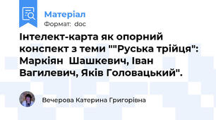 Інтелект-карта як опорний конспект з теми ""Руська трійця": Маркіян  Шашкевич, Іван Вагилевич, Яків Головацький".