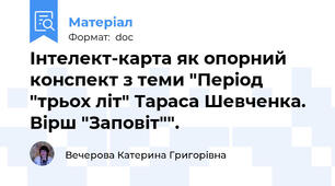 Інтелект-карта як опорний конспект з теми "Період "трьох літ" Тараса Шевченка. Вірш "Заповіт"".