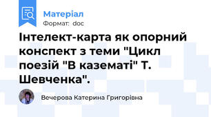 Інтелект-карта як опорний конспект з теми "Цикл поезій "В казематі" Т. Шевченка".