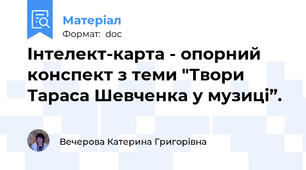 Інтелект-карта - опорний конспект з теми "Твори Тараса Шевченка у музиці”.