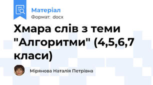 Хмара слів з теми "Алгоритми" (4,5,6,7 класи)