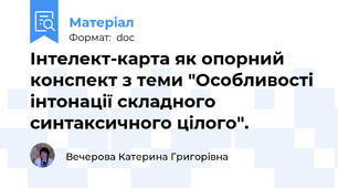 Інтелект-карта як опорний конспект з теми "Особливості інтонації складного синтаксичного цілого".