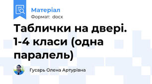 Таблички на двері. 1-4 класи (одна паралель)