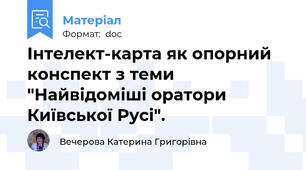 Інтелект-карта як опорний конспект з теми "Найвідоміші оратори Київської Русі".