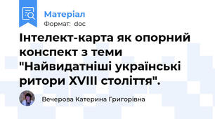 Інтелект-карта як опорний конспект з теми "Найвидатніші українські ритори ХVІІІ століття".