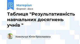 Таблиця "Результативність навчальних досягнень учнів "