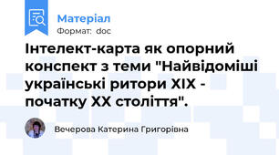 Інтелект-карта як опорний конспект з теми "Найвідоміші українські ритори ХІХ - початку ХХ століття".