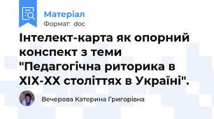 Інтелект-карта як опорний конспект з теми "Педагогічна риторика в ХІХ-ХХ століттях в Україні".