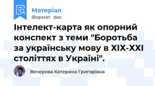 Інтелект-карта як опорний конспект з теми "Боротьба за українську мову в ХІХ-ХХІ століттях в Україні".