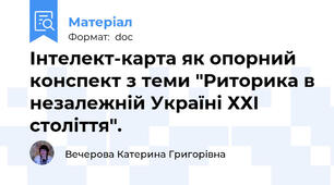 Інтелект-карта як опорний конспект з теми "Риторика в незалежній Україні ХХІ століття".
