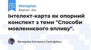 Інтелект-карта як опорний конспект з теми "Способи мовленнєвого впливу".