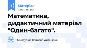 Математика, дидактичний матеріал "Один-багато".