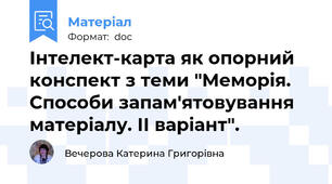 Інтелект-карта як опорний конспект з теми "Меморія. Способи запам'ятовування матеріалу. ІІ варіант".