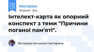 Інтелект-карта як опорний конспект з теми "Причини поганої пам'яті".
