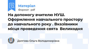 На допомогу вчителю НУШ. Оформлення навчального простору до навчального року . Вказівники місця проведення свята  Великодня