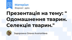 Презентація на тему: " Одомашнення тварин. Селекція тварин."