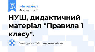 НУШ, дидактичний матеріал "Правила 1 класу".
