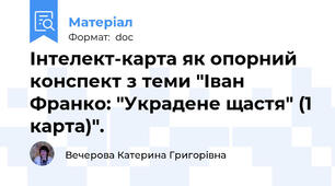 Інтелект-карта як опорний конспект з теми "Іван Франко: "Украдене щастя" (1 карта)".
