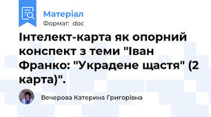 Інтелект-карта як опорний конспект з теми "Іван Франко: "Украдене щастя" (2 карта)".