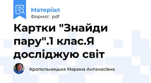 Картки "Знайди пару".1 клас.Я досліджую світ