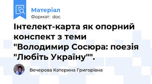 Інтелект-карта як опорний конспект з теми "Володимир Сосюра: поезія "Любіть Україну"".