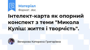 Інтелект-карта як опорний конспект з теми "Микола Куліш: життя і творчість".