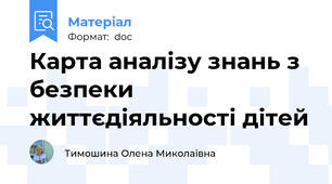 Карта аналізу знань з безпеки життєдіяльності дітей