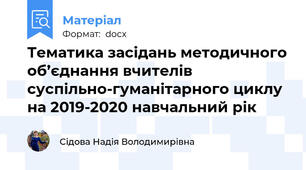 Тематика засідань методичного об’єднання вчителів суспільно-гуманітарного циклу на 2019-2020 навчальний рік