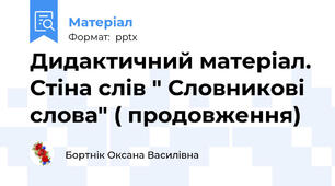 Дидактичний матеріал. Стіна слів " Словникові слова" ( продовження)