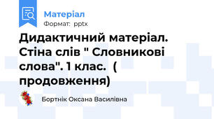 Дидактичний матеріал. Стіна слів " Словникові слова". 1 клас.  ( продовження)