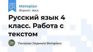 Русский язык 4 класс. Работа с текстом