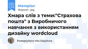 Хмара слів з теми:"Страхова пошта" з Виробничого навчання з використанням дизайну wordcloud