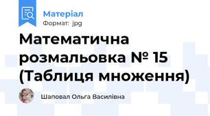 Математична розмальовка № 15 (Таблиця множення)
