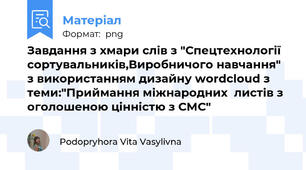 Завдання з хмари слів з "Спецтехнології сортувальників,Виробничого навчання" з використанням дизайну wordcloud з теми:"Приймання міжнародних  листів з оголошеною цінністю з СМС"
