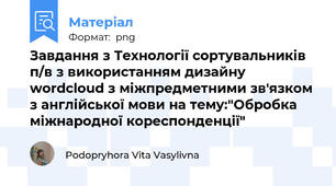 Завдання з Технології сортувальників п/в з використанням дизайну wordcloud з міжпредметними зв'язком з англійської мови на тему:"Обробка міжнародної кореспонденції"