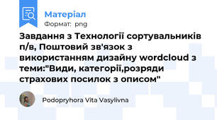 Завдання з Технології сортувальників п/в, Поштовий зв'язок з використанням дизайну wordcloud з теми:"Види, категорії,розряди страхових посилок з описом"