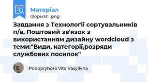 Завдання з Технології сортувальників п/в, Поштовий зв'язок з використанням дизайну wordcloud з теми:"Види, категорії,розряди службових посилок"