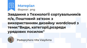 Завдання з Технології сортувальників п/в, Поштовий зв'язок з використанням дизайну wordcloud з теми:"Види, категорії,розряди урядових посилок"