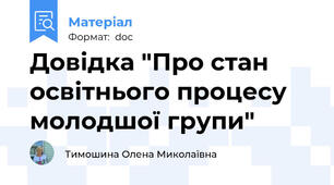 Довідка "Про стан освітнього процесу молодшої групи"