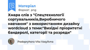 Хмара слів з "Спецтехнології сортувальників,Виробничого навчання" з використанням дизайну wordcloud з теми:"Вихідні пріоритетні бандеролі, категорії та розряди"
